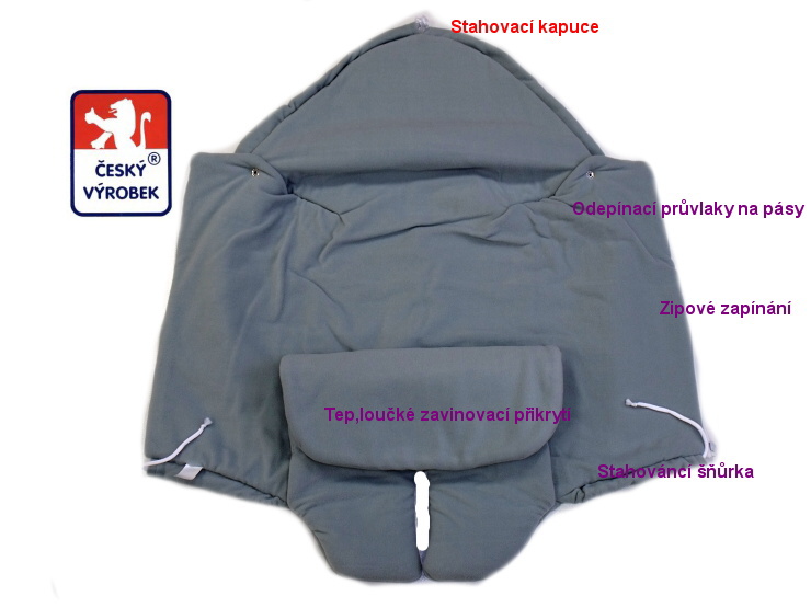 Zavinovačka do autosedačky Dětský svět fleece světle šedá