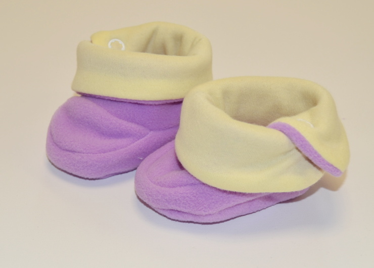 Kojenecké papučky, Dětský svět, fashion baby, fialovožluté vel.0