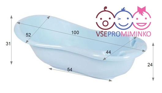 Dětská vanička s výpustí Maltex Baby 100 cm Zebra bílá 