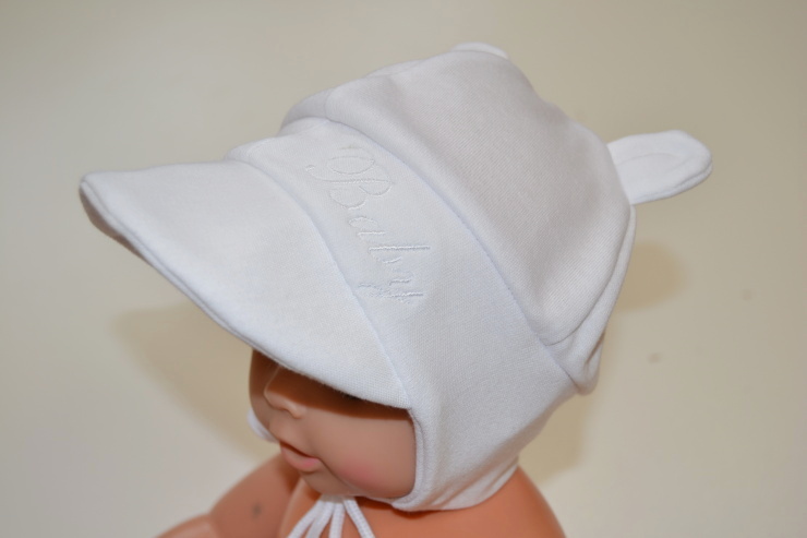 Kojenecká bavlněná čepička Dětský svět zavazovací s ouškama Baby růžová