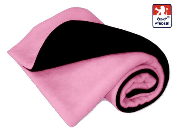 Deka do kočárku Dětský svět dvojitá fleece black/růžová
