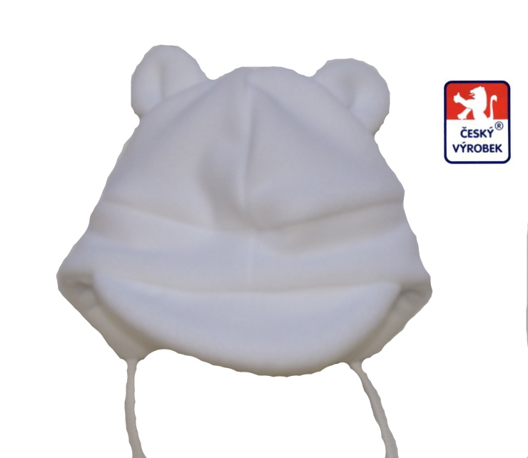 Dětská zimní čepička Dětský svět Baby Fleece s ouškama, bílá vel.0