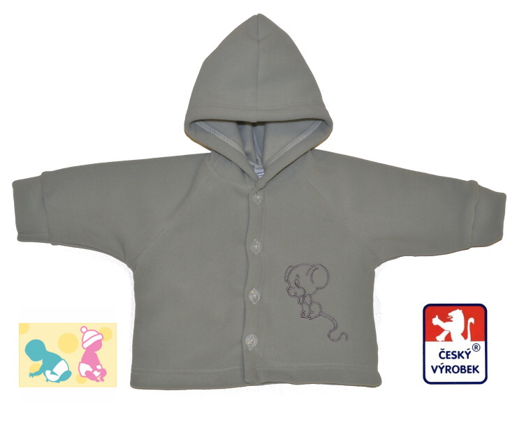 Dětská fleece bundička, šedá s Myškou, Dětský svět, vel.74