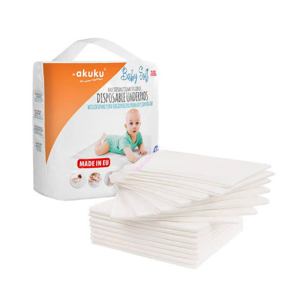 Jednorázové přebalovací podložky Akuku Baby Soft 15 ks 40×60 cm 👶 | Hygienické podložky