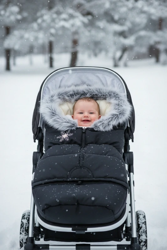 Zimní fusak do kočárku s kožešinou Dětský svět Eskymo černo-smetanový 👶🖤🤍❄️