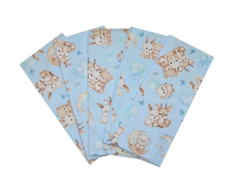 Dětské flanelové pleny New Baby světle modré se zvířátky 70x80cm