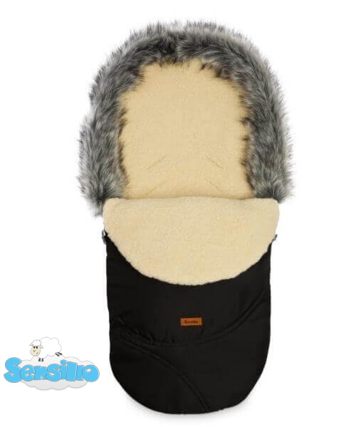 Zimní fusak do kočárku Sensillo ESKIMO s beránkem a kožešinou černý 👶🖤🐑❄️