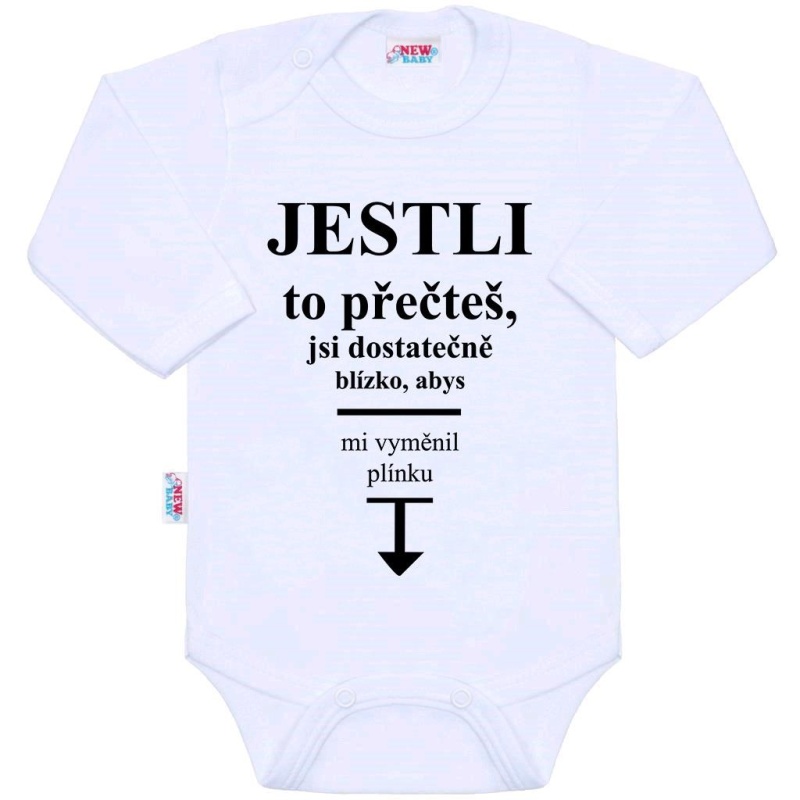 Kojenecké body s potiskem New Baby..vyměnit plínku.. velikost 62