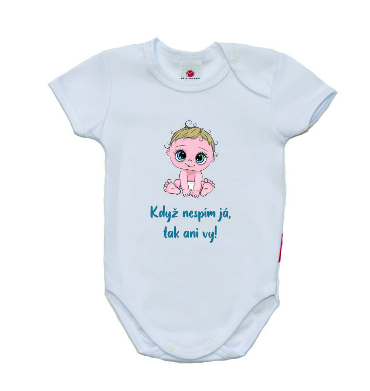 Vtipné body pro miminko, Gama, krátký rukáv, Když nespím já, tak ani vy! chlapecké vel.68