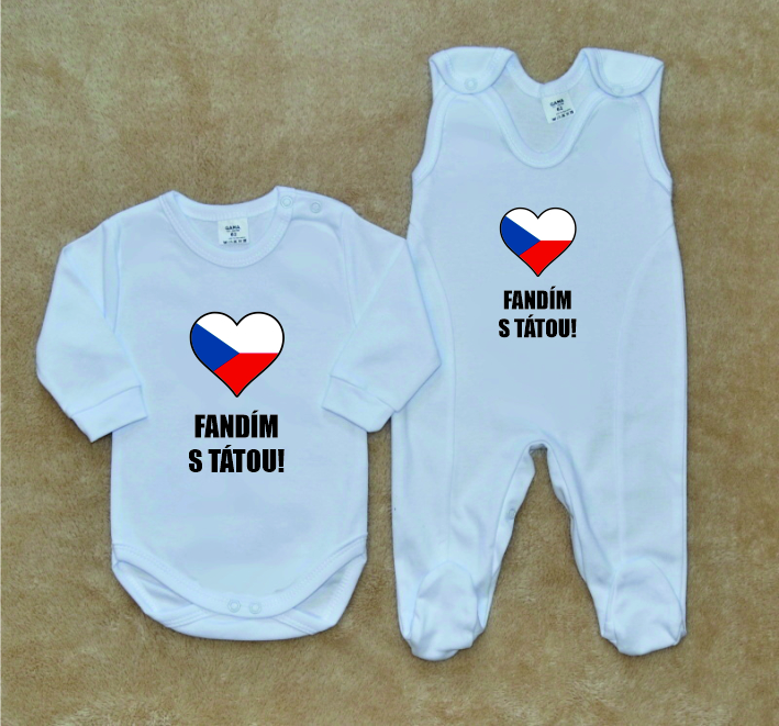 Dětská soupravička Gama 2-dílná bílá fandím s tátou Česko vel.80