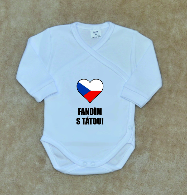 Dětské vtipné body, Gama, bílé zavinovací, fandím s tátou vel.50