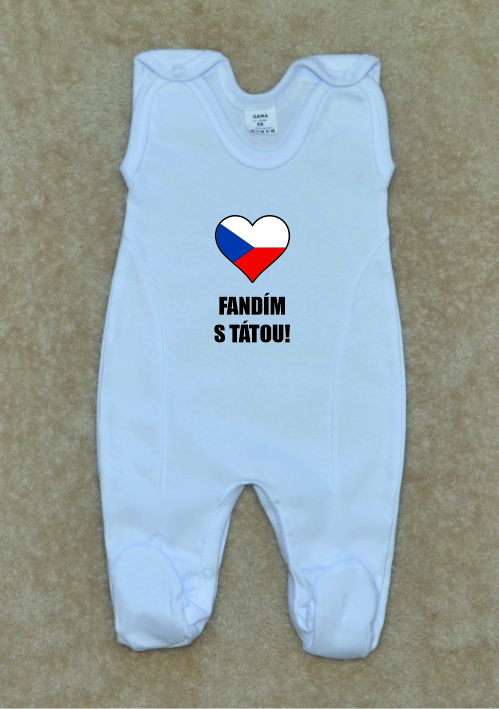 Kojenecké dupačky s potiskem, Gama, bílé, fandím s tátou vel.56