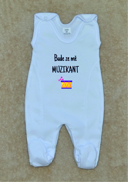 Kojenecké dupačky s potiskem, Gama, bílé, muzikant