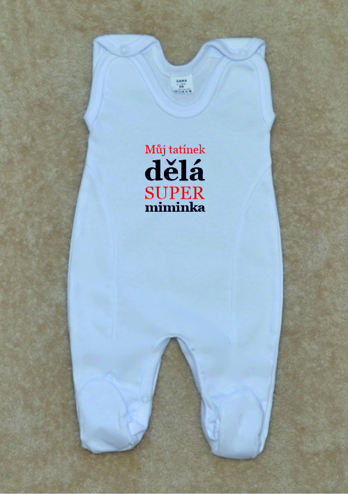 Kojenecké dupačky s potiskem, Gama, bílé, super miminka vel.56