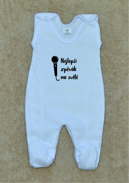 Kojenecké dupačky s potiskem, Gama, bílé, zpěvák vel.74