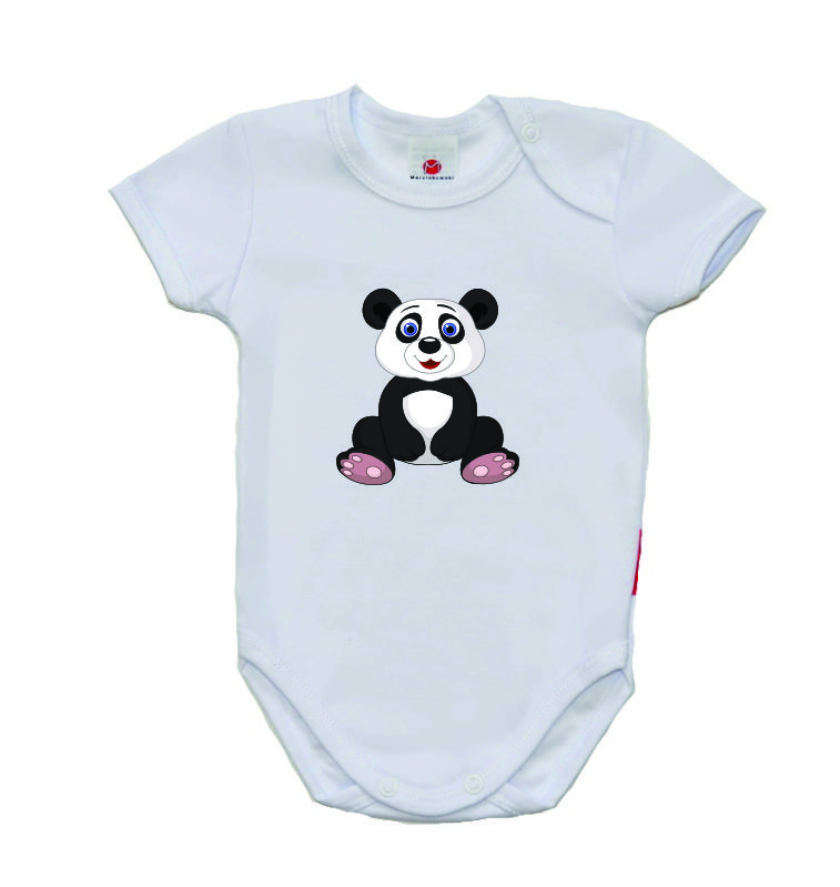 Dětské body krátký rukáv Gama, sedící panda vel.86