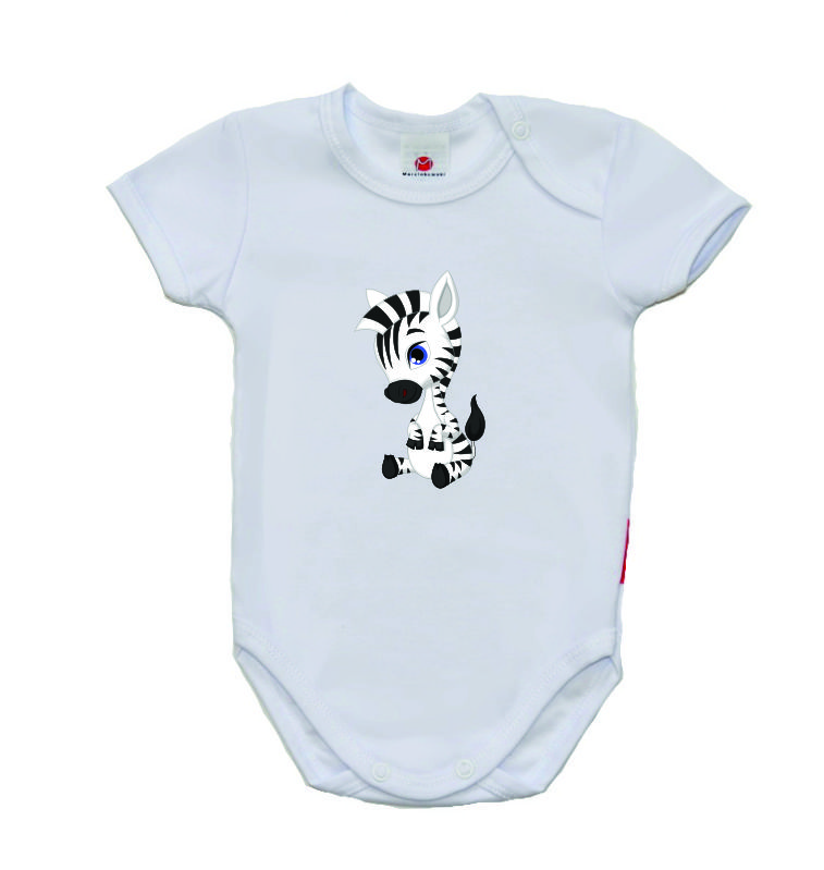 Dětské body krátký rukáv Gama, sedící zebra vel.74