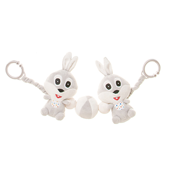 Plyšové chrastítko do kočárku 4BABY Play&Edu Rabbit