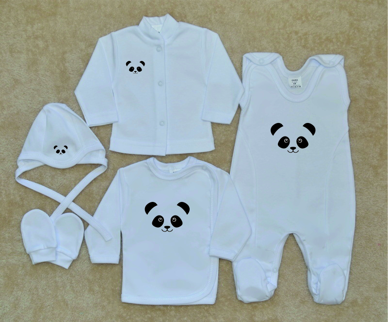 Kojenecká soupravička do porodnice Gama Exclusive 5-dílná, smile panda vel.62
