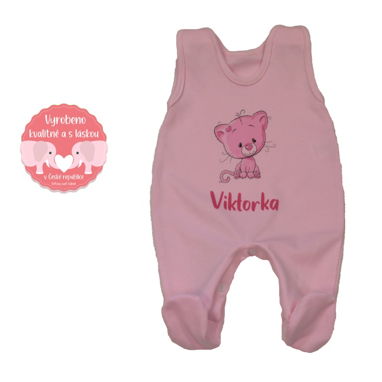Dětské dupačky Gama, růžové se jménem a obrázkem vel.86