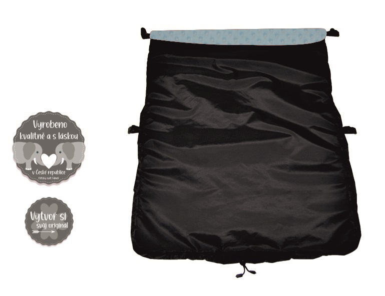 Nepadací deka do kočárku Dětský svět black/světle modrá minky