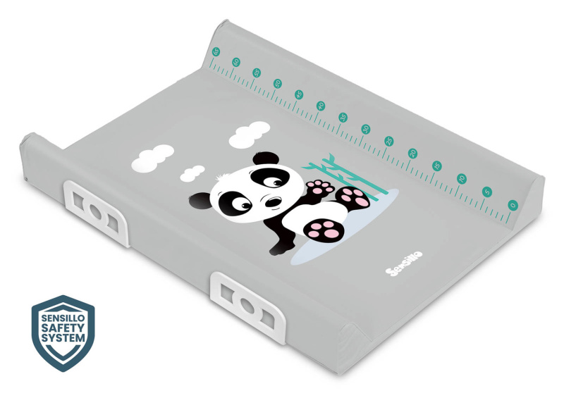 Přebalovací podložka s pevnou deskou Sensillo Safety Systém šedá Panda 49x70cm