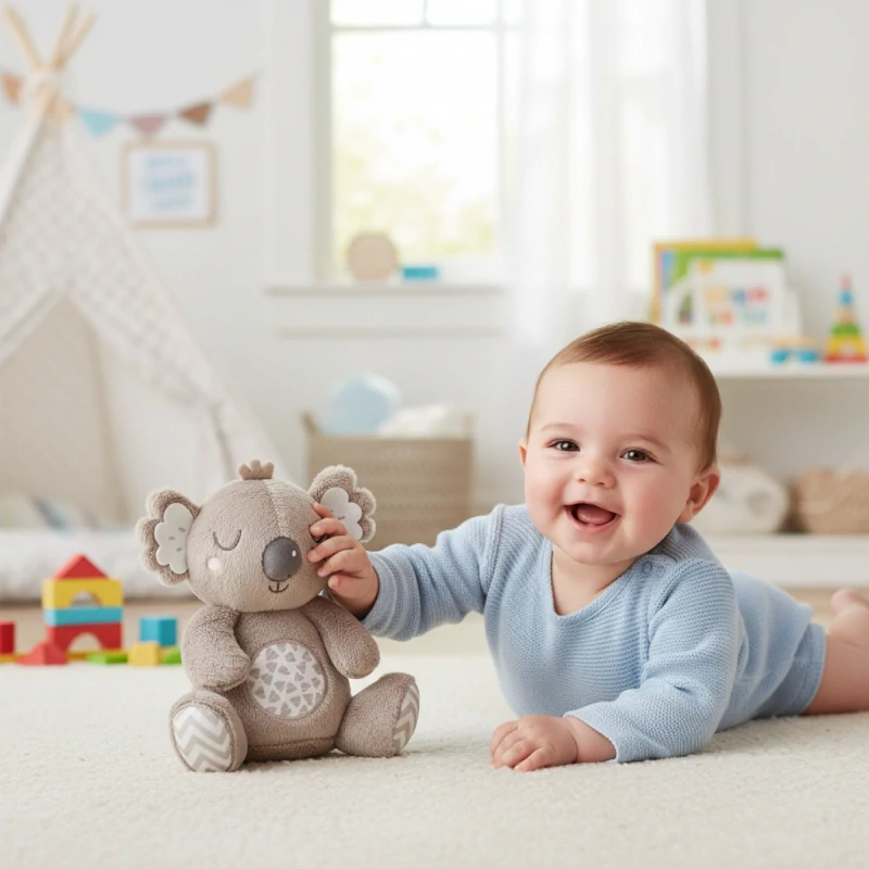 Kojenecká plyšová hračka BabyOno s chrastítkem, šedá koala