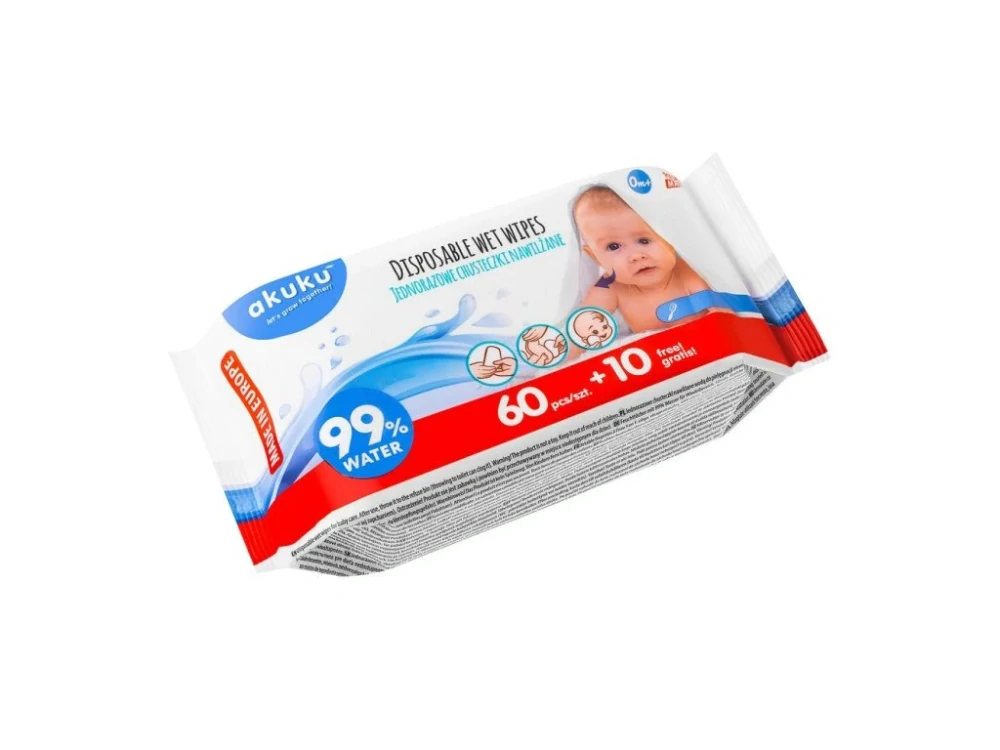 Dětské vlhčené ubrousky Akuku 70ks 99% vody