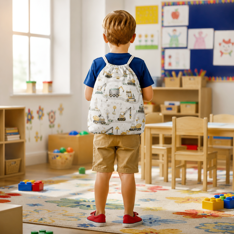Pytlík do školky na papuče i přezůvky Dětský svět Stavební stroje 👦🎒