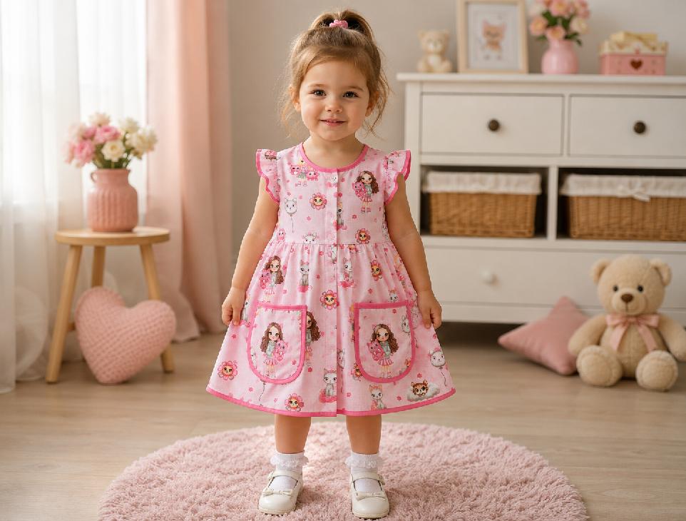 Dětská zástěrka do školky Dětský svět Princess – holčička s kočičkou