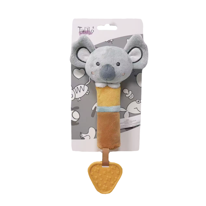 Plyšová šedá koala Tulilo s kousátkem – hračka do ruky pro miminka 🐨👶