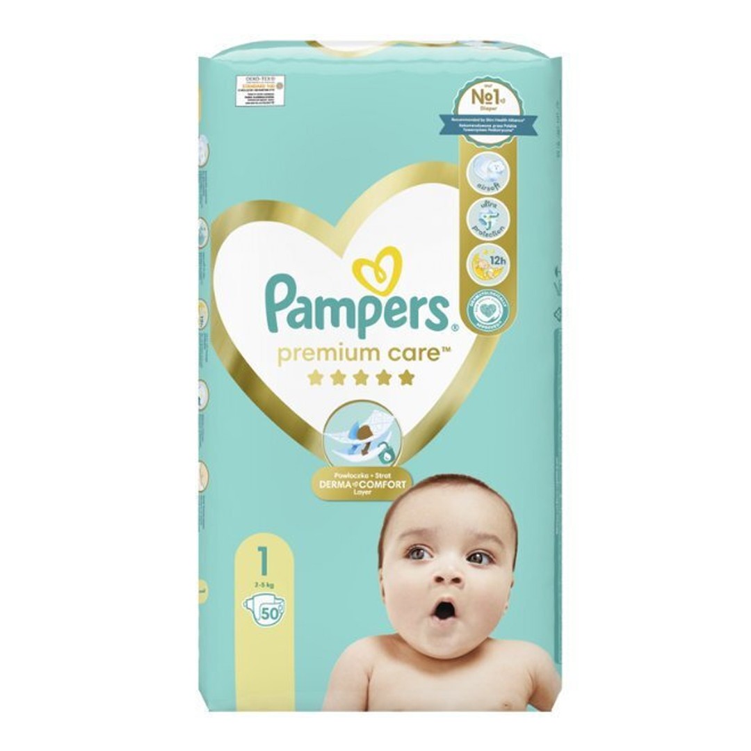 Pampers Premium Care 1 2–5 kg – jednorázové pleny pro miminka 50 ks 👶💙