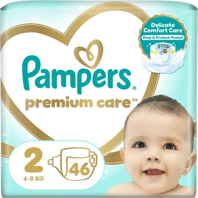 Pampers Premium Care 2 4–8 kg – jednorázové pleny pro miminka 46 ks 👶💙