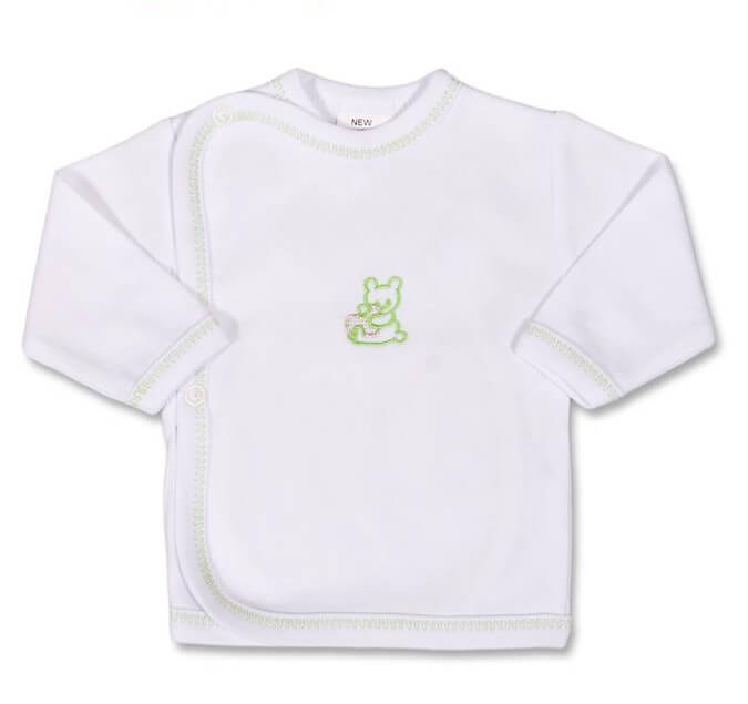 Kojenecká košilka New Baby vyšívaná se zeleným medvídkem velikost 62