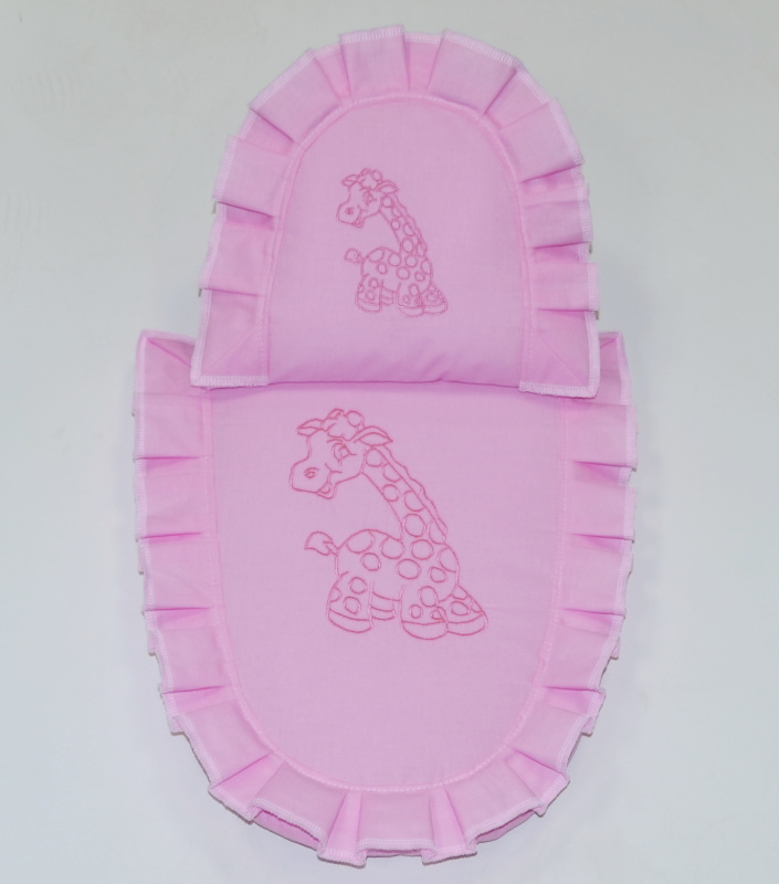 Peřinky na kočárek pro panenku, Dětský svět, růžové se žirafou