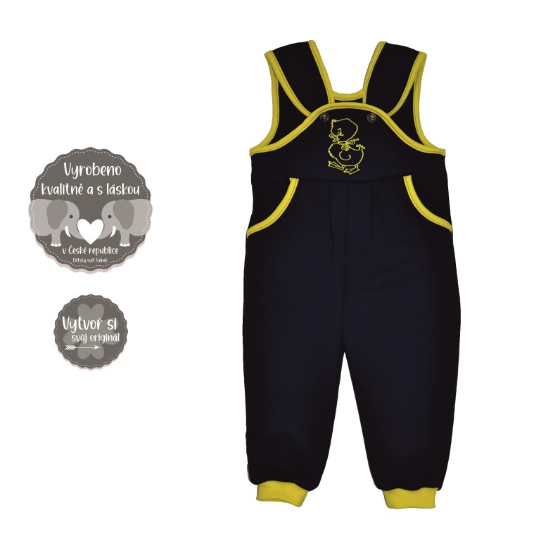 Dětské tepláčky Dětský svět tmavě modré se žlutou kačenkou