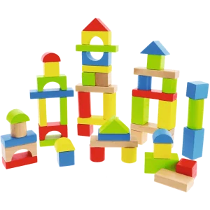 Dřevěné kostky v kyblíku TREFL stavebnice pro děti 50 ks 