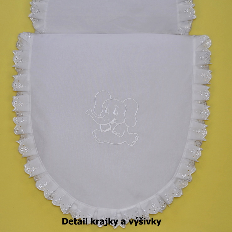 Krajkové peřinky do kočárku, Dětský svět, Vítek s výšivkou slona
