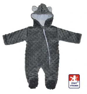 Kojenecký overal Dětský svět, tmavě šedá Minky velikost 68