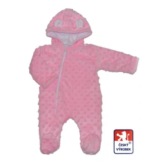 Kojenecký jarní overal Minky s oušky růžový – Dětský svět
