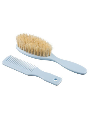 Kartáček a hřebínek s přírodním vlasem AKUKU sova modrý