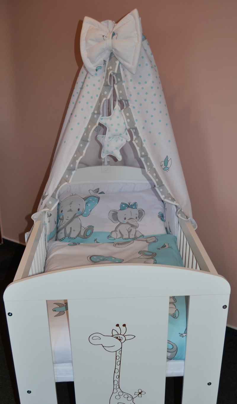 Potisk plátna č.377 Slon Jumbo tyrkysový