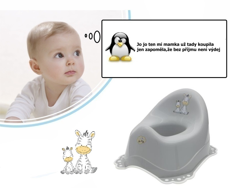 Dětský nočník Maltex Baby Zebra šedý protiskluzový pro kluky 👦🦓