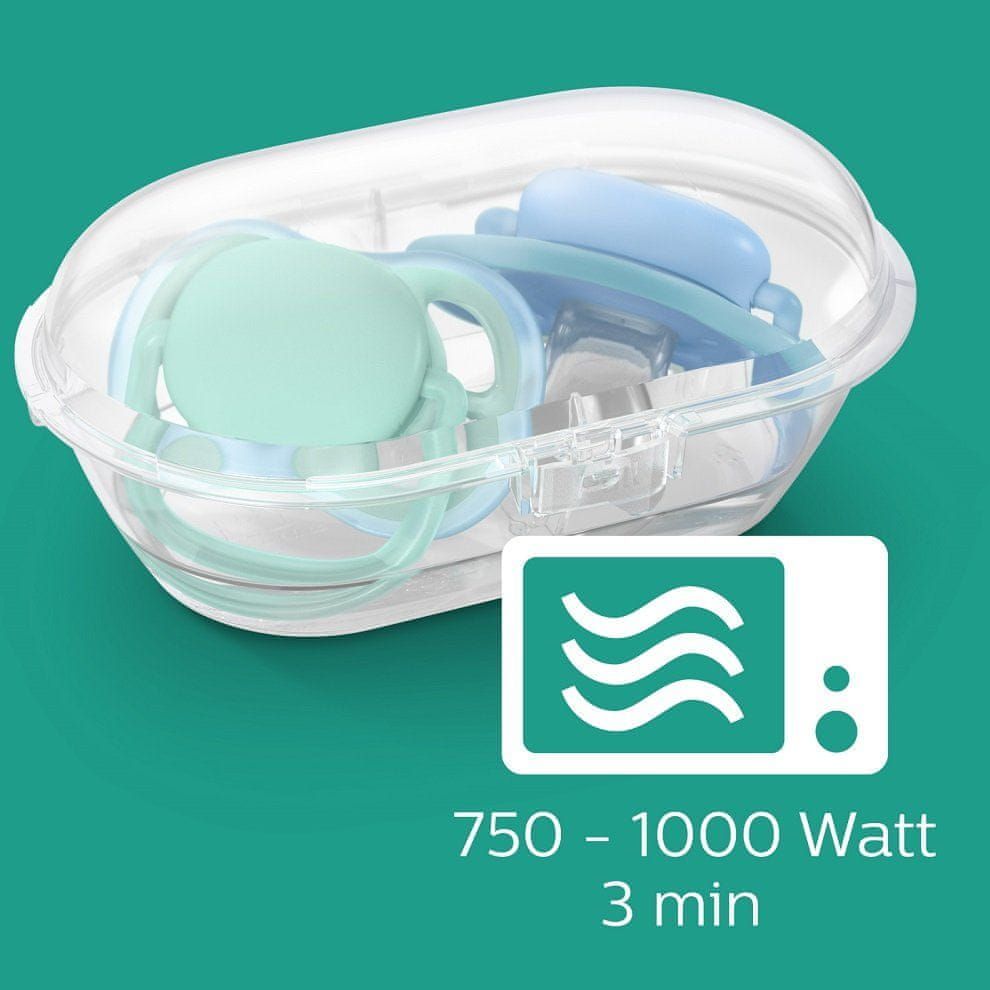 Dětské šidítko Avent 0-6m bez BPA Ultra air noční 0-6 m dívčí ptáček, 2 ks ve sterilizačním pouzdře