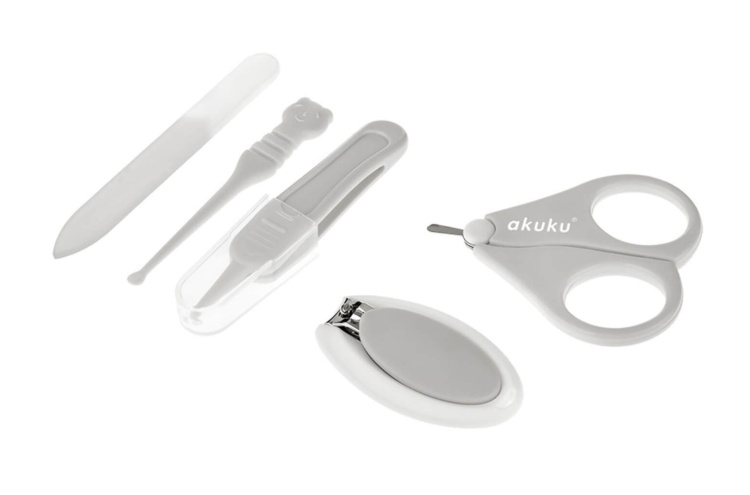 Dětská sada na manikúru Akuku Apple šedá | Péče o nehty pro miminko