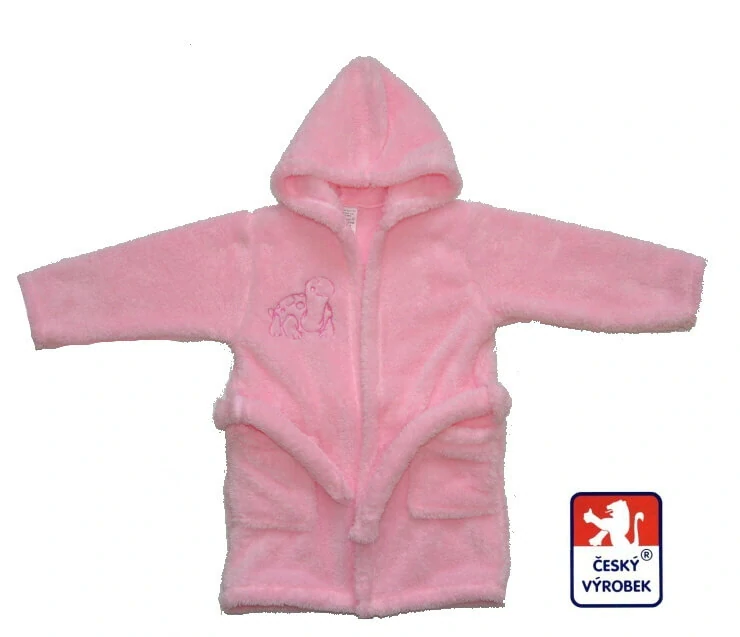 Dětský župan Dětský svět lamový růžový s výšivkou velikost 152