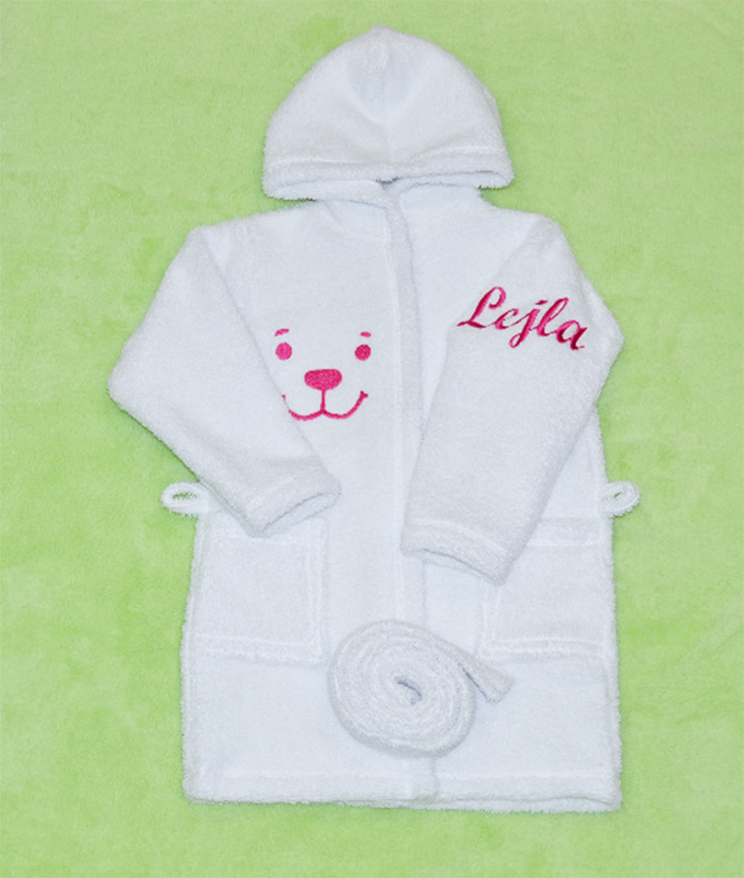 Dětský župan Dětský svět bílý s výšivkou jména a obrázku vel.104
