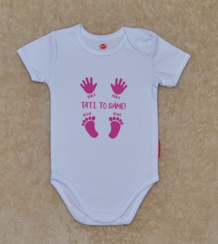 Kojenecké body s vtipným potiskem, Gama, krátký rukáv, Tati to dáme, holčičí velikost 56