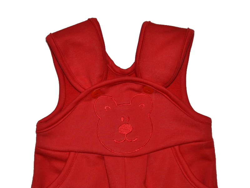 Dětské tepláky se šráčky Dětský svět červené s medvídkem