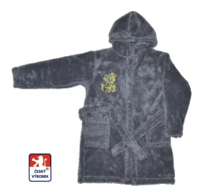 Dětský župan Dětský svět lamový šedý s výšivkou vel.134